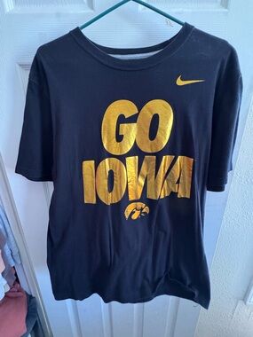 Nike Black Crewneck Tee with Gold Swoosh Printed Label